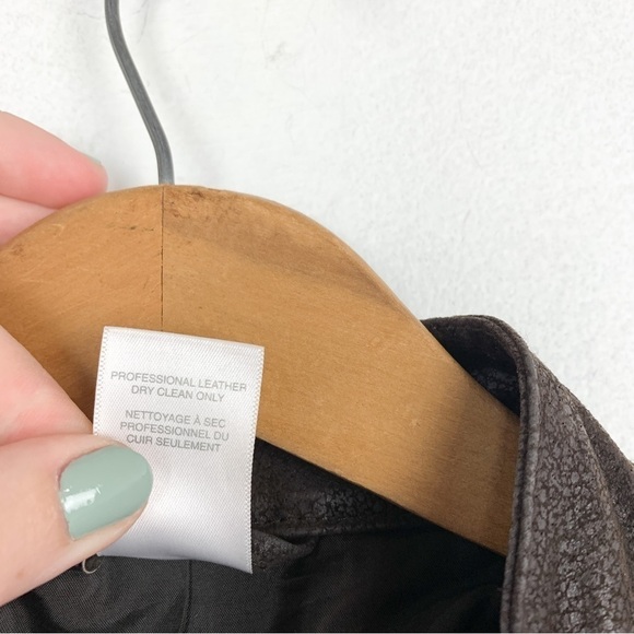 Genuine Leather Brown Moto Style Zip Up Mock Neck Jacket Sz M - Picture 7 of 9